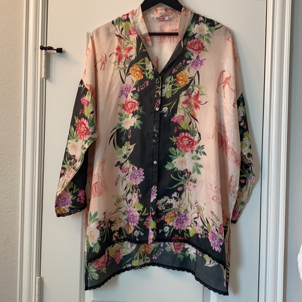 Johnny Was 100% Silk Top Medium